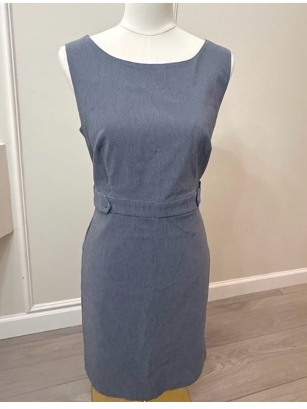 Tribal Blue Gray Belted Sleeveless Sheath Midi Dress Size 12 NWT - Picture 9 of 9